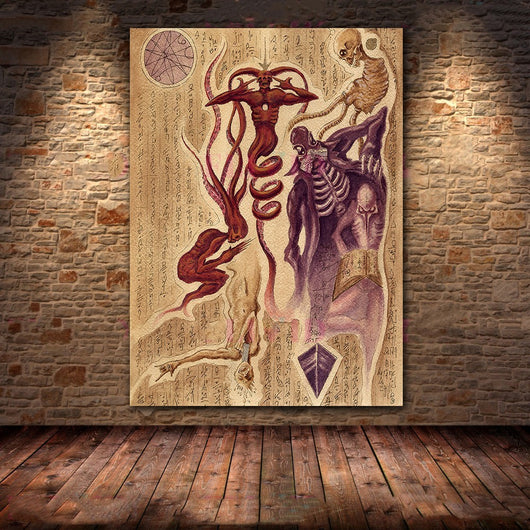 Cuadro Lienzo de Arte Geométrico Sagrado con Demonio Oscuro - Image 6