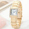 Reloj de Mujer Rectangular Elegante con Números Romanos y Detalles de Diamantes