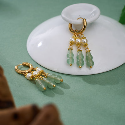 Aretes Retro Lujo Ligero con Perlas en Gota de Agua