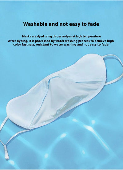 Light pink ice silk sun protection mask with ear loops and neck coverage, featuring small ventilation holes. - Image 71