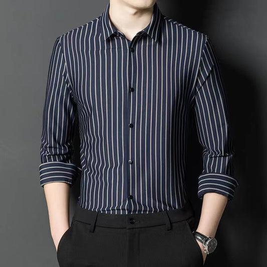 Camisa Elástica Sin Costuras con Rayas para Hombre