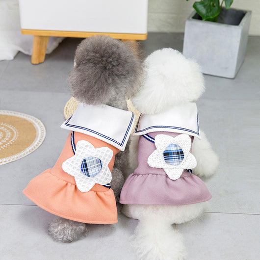 Falda para Perro con Solapa y Flores Grandes en Colores Sólidos - Image 9