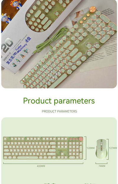 Teclado Mecánico Steampunk V20 con Cable - Diseño Industrial Retro - Image 14