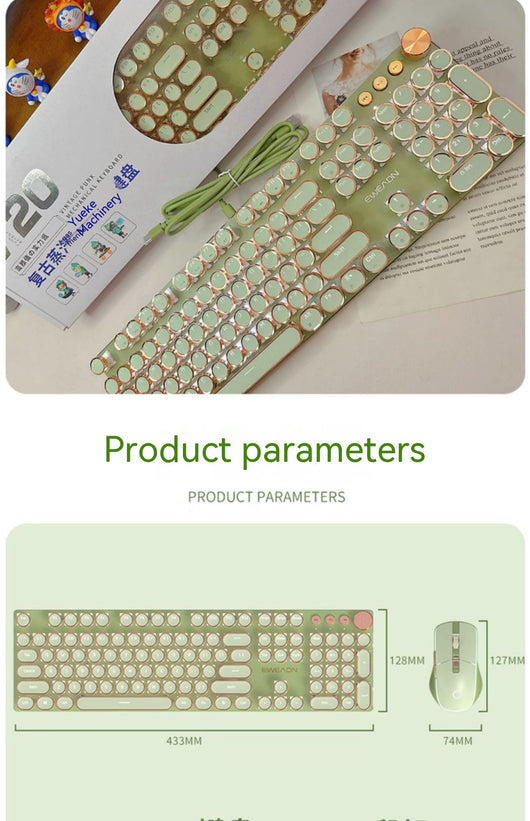 Teclado Mecánico Steampunk V20 con Cable - Diseño Industrial Retro - Image 14