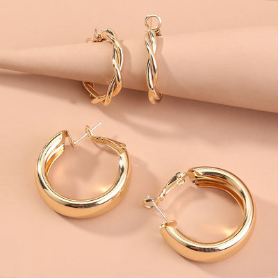 Aretes Geométricos C-Shape | Juego de Combinables Elegantes y Minimalistas - Image 3