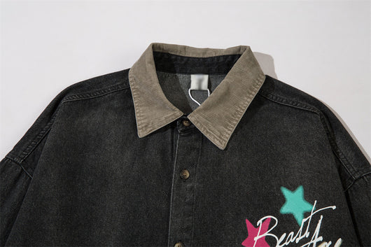 Camisa Denim con Estampado de Estrella y Letras - Diseño Moderno - Image 12