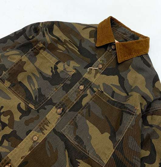 Camisa Retro Americana de Corduroy con Solapas y Costura de Camuflaje para Hombre - Image 4