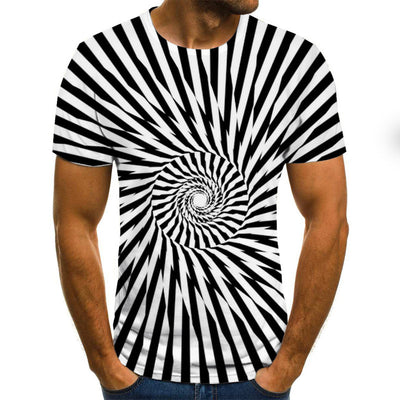 Playera Casual con Estampado 3D Remolino Digital Cuello Redondo - Image 10