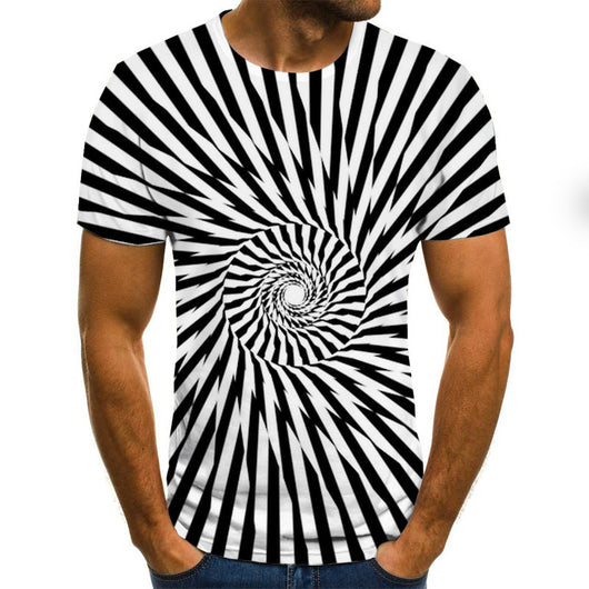 Playera Casual con Estampado 3D Remolino Digital Cuello Redondo - Image 10