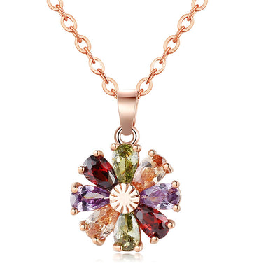 Collar y Aretes de Diamante Floral con Circón y Cobre - Image 27