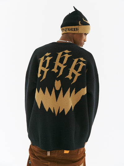 Suéter Holgado Cuello Redondo Estampado Devil para Hombre - Image 8