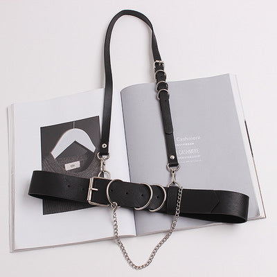 Cadena de Cuero Negro con Correa y Diseño Cóncavo - Image 11