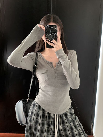 Blusa Larga Elegante Ajustada con Botones para Mujer - Image 32