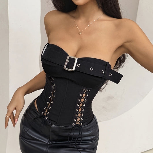 Top Bustier Cruzado con Tirantes Ajustables