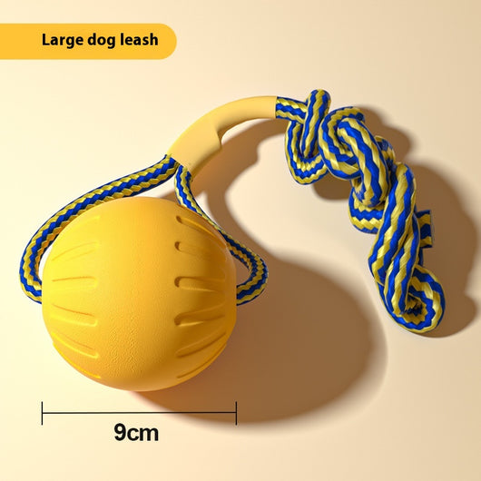 Yellow 7cm solid EVA dog toy ball with textured surface and dog silhouette graphic. - Image 9
