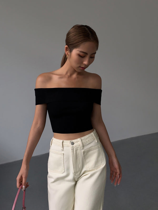 Top Tejido Asimétrico Cropped para Mujer