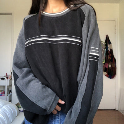 Blusa Suéter Patchwork Manga Larga Cuello Redondo Oversize para Mujer - Image 9