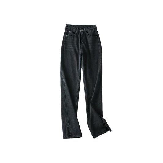 Pantalones Vaqueros Rectos Cintura Alta Mujer - Jeans Slim Suelto Otoño Invierno Mom Jeans