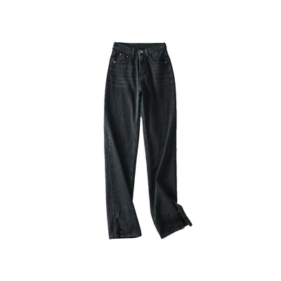 Pantalones Vaqueros Rectos Cintura Alta Mujer - Jeans Slim Suelto Otoño Invierno Mom Jeans