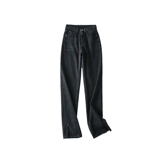 Pantalones Vaqueros Rectos Cintura Alta Mujer - Jeans Slim Suelto Otoño Invierno Mom Jeans