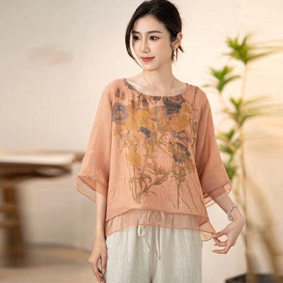 Blusa Suelta Estilo Chino Artística Talla Grande para Verano - Image 7