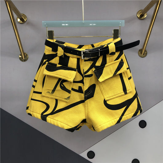 Shorts Talle Alto Slim con Diseño Asimétrico