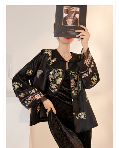Blusa Larga Estilo Chino Premium con Bordado y Estampado Artesanal - Image 27