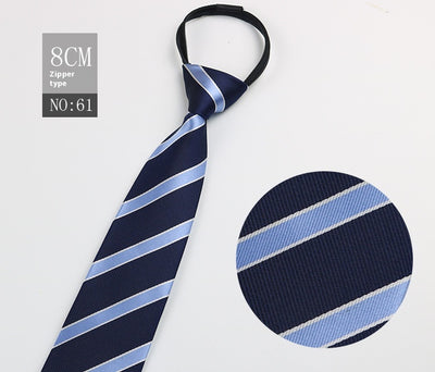 Corbata Negra Rayada Azul con Cierre Rápido - Corbata Ejecutiva Lazy Zip - Image 62