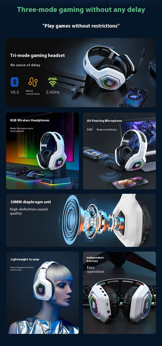Auriculares Gaming Inalámbricos Bluetooth con RGB Luminoso - Image 14