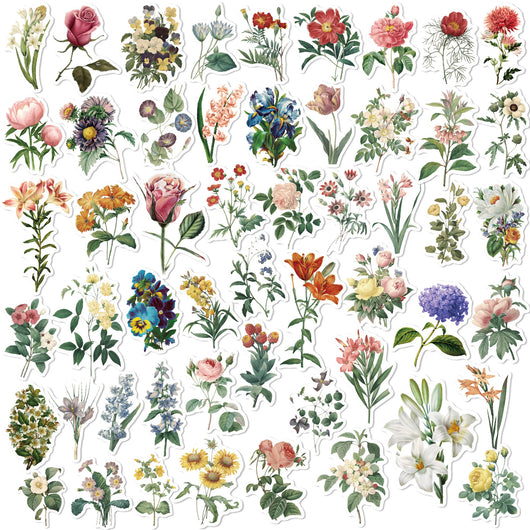 Pack de 53 Stickers Vintage para Diarios y Manualidades - Diseños Florales Únicos - Image 11