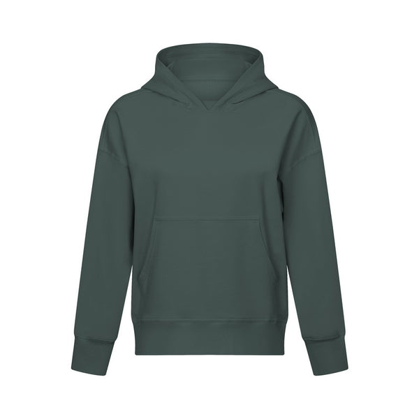 Sudadera Hoodie Oversize de Color Liso con Hombros Caídos