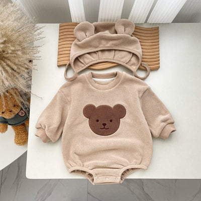 Pijama Enterizo Bebé Osito Cartoon Cálido de Felpa con Capucha - Image 7