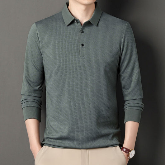 Camiseta Jacquard Manga Larga Otoño para Hombre Joven y Adulto - Image 9