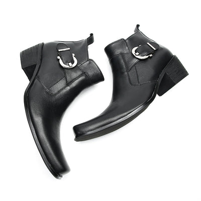 Botas Altas Casuales de Cuero para Hombre - Estilo Retro Trendy - Image 6