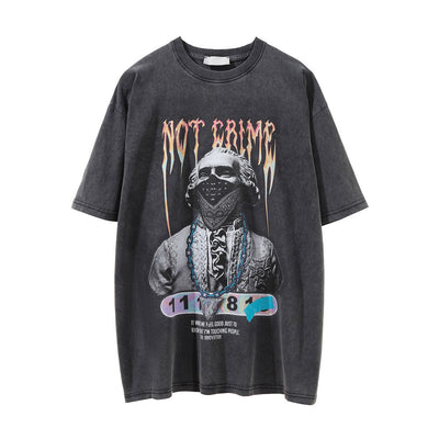 Camiseta Estampada Negra de Manga Corta para Hombre