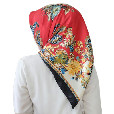 Pañuelo Cuadrado Grande de Seda Simulada - Accesorio Versátil para Mujer - Image 6