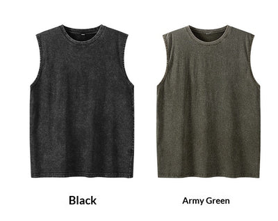 Camiseta sin mangas suelta desgastada estilo americano para hombre - Image 9