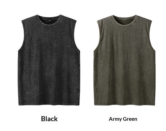 Camiseta sin mangas suelta desgastada estilo americano para hombre - Image 9