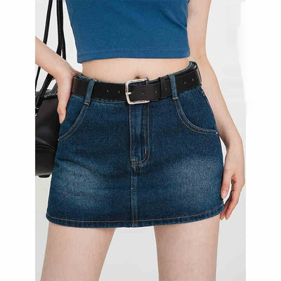Falda Corta Denim Estilo Retro A-Line - Image 12