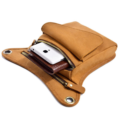 Bolsa Táctica de Cuero Genuino para Hombre - Riñonera Outdoor Ajustable - Image 3