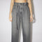 Jeans Clásicos Gris Lavado Cintura Alta Corte Recto