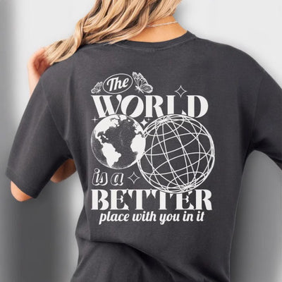 Playera Holgada de Algodón con Estampa Cielo Estrellado y Tierra 2D - Image 7