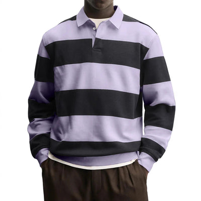 Camiseta Holgada de Rayas con Cuello Relajado y Mangas Largas - Image 4