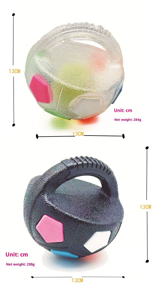 Black and white soccer ball dog toy with a textured handle, designed for interactive play and self-amusement. - Image 23