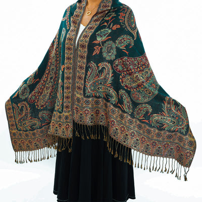 Poncho Bohemio Étnico Jacquard - Estilo Retro Nacional - Image 5