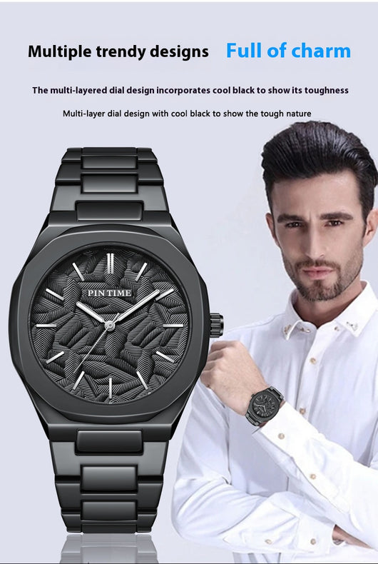 Reloj Impermeable para Hombre con Esfera Grabada en Relieve de Hoja de Palma - Image 21