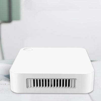 White square household car sterilizer purifier with a power button and blue-lit ventilation slots. - Image 9