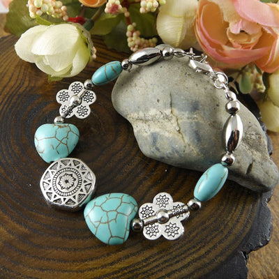 Pulsera de Piedras Naturales con Corazones de Plata Tibet - Energía y Estilo - Image 9
