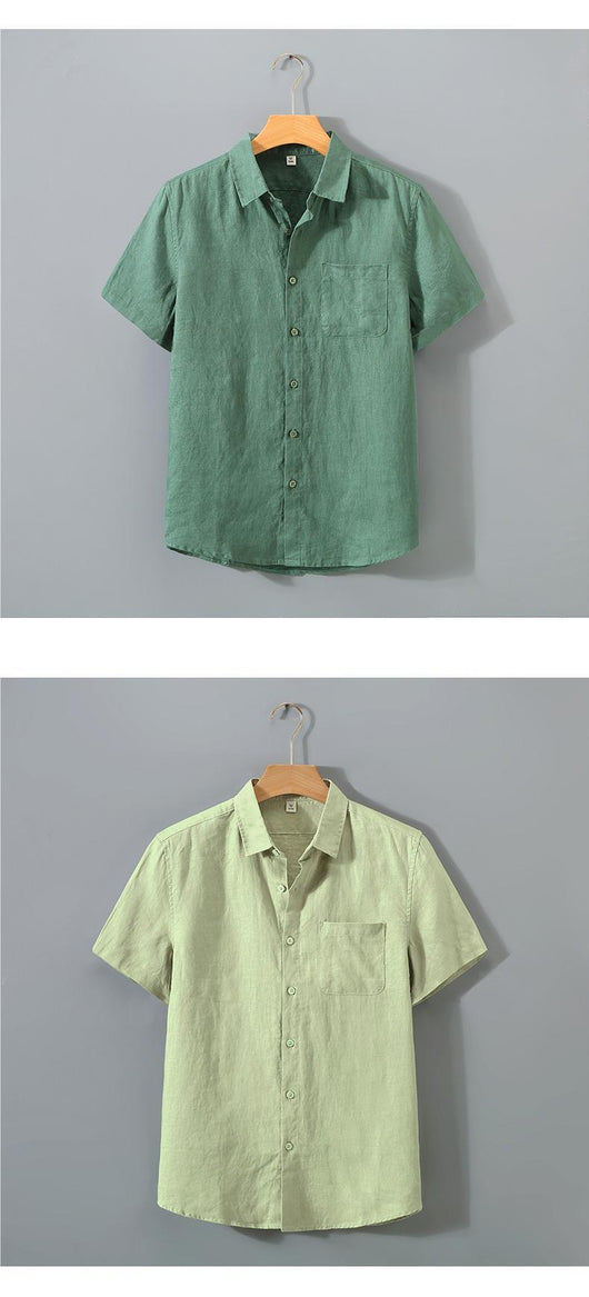 Camisa de Lino Puro para Hombre de Manga Corta - Image 12