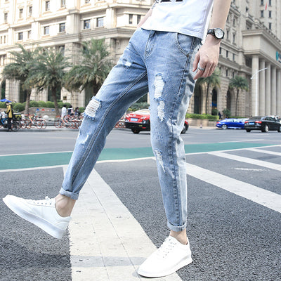 Jeans Slim Fit Coreano Elástico con Roturas Modernas - Image 4